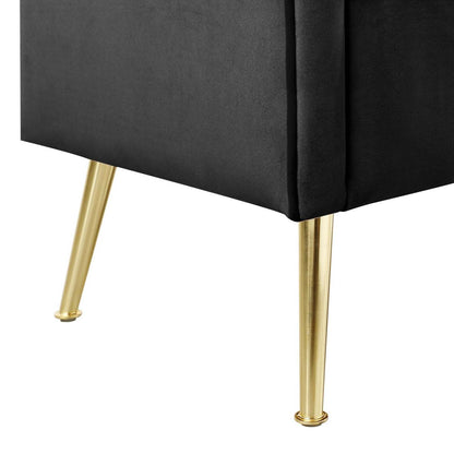Banc Cass 52 - Velours Noir avec Pieds Dorés|Banc Cass de 52 po - velours noir avec pattes dorées
