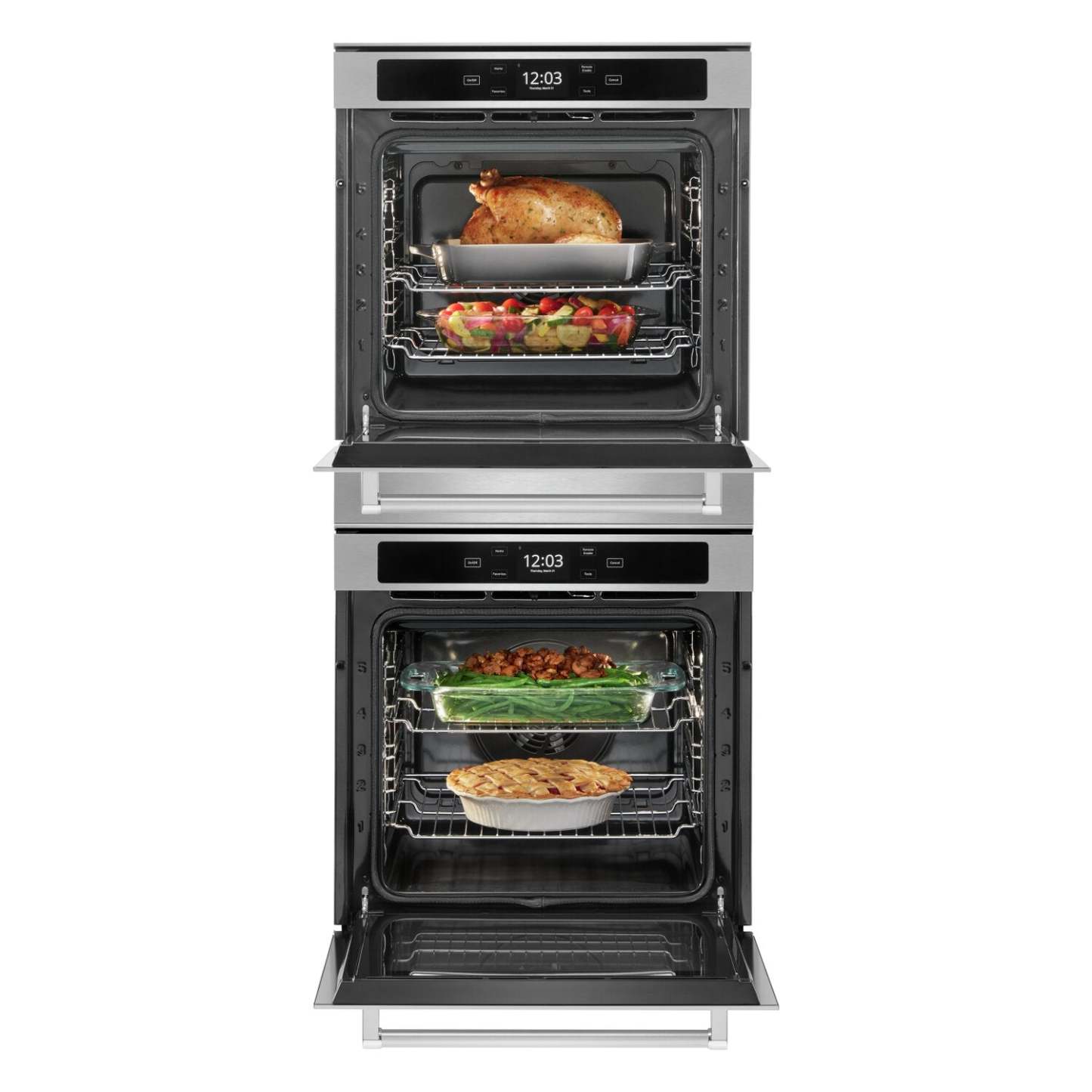 Four mural double KitchenAid de 5,2 pi3 avec convection véritable - KODC504PPS | KODC504S
