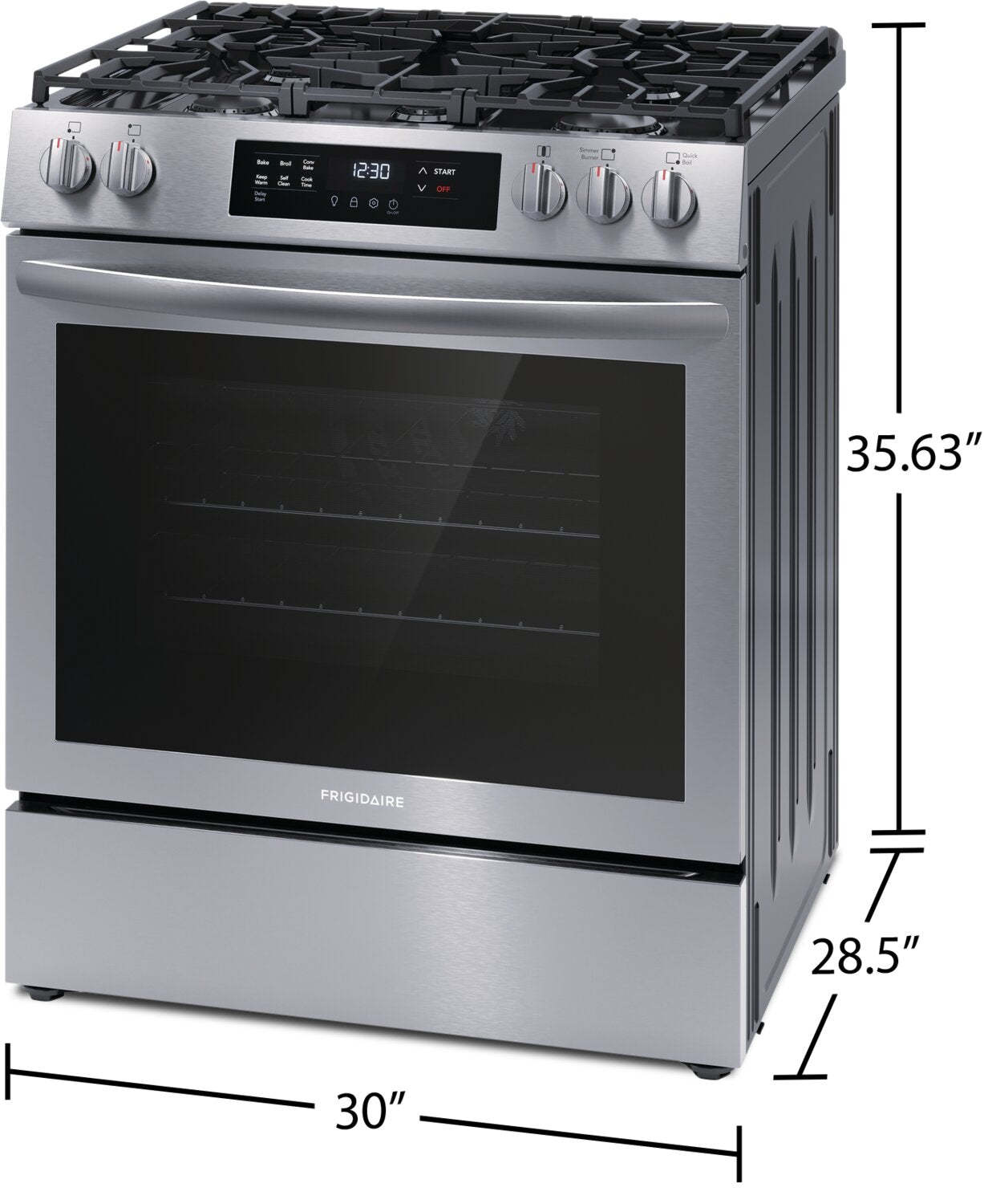 Cuisinière à gaz Frigidaire de 5,1 pi³ avec préchauffage rapide et cuisson par convection - acier inoxydable - FCFG3083…