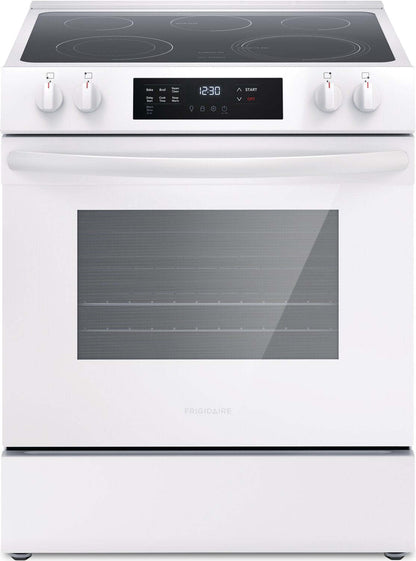 Cuisinière électrique Frigidaire de 5,3 pi³ avec élément EvenTemp™ et surface de cuisson à 5 éléments - Blanc - FCFE… | Frigidaire 5,3 Cu. Fort. Cuisinière électrique avec élément EvenTemp™ et table de cuisson à cinq éléments - Blanc - FCFE…