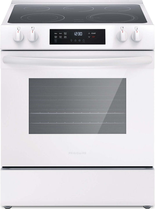 Cuisinière électrique Frigidaire de 5,3 pi³ avec élément EvenTemp™ et surface de cuisson à 5 éléments - Blanc - FCFE… | Frigidaire 5,3 Cu. Fort. Cuisinière électrique avec élément EvenTemp™ et table de cuisson à cinq éléments - Blanc - FCFE…