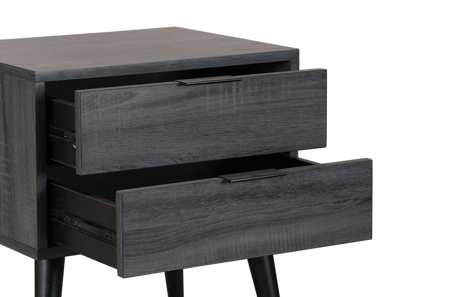 Table de nuit Nash à 2 tiroirs, 21,3 L x 22,6 H, Moderne Mid-Century - Gris Foncé | Table de nuit moderne du milieu du 20e siècle Nash de 21,3 po (L) x 22,6 po (H) à 2 tiroirs - gris foncé