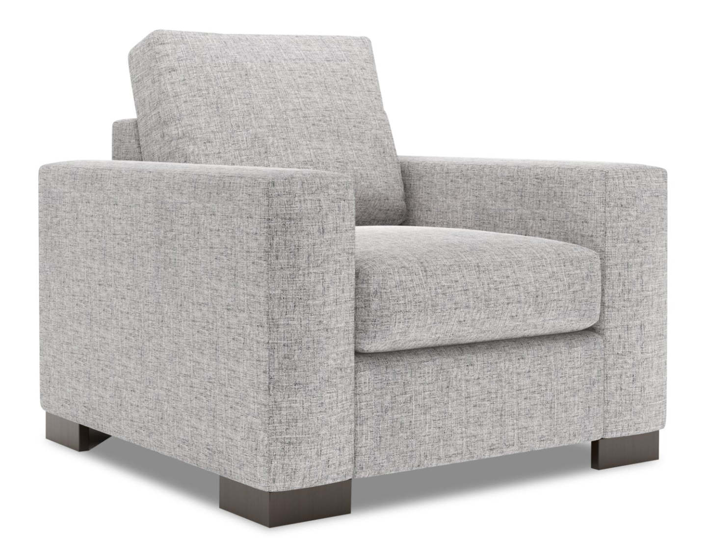 Fauteuil Track de Sofa Lab personnalisable de 38 po fabriqué au Canada en tissu d'apparence lin avec accoudoirs rectilignes - gris Luna Domino | TR302191