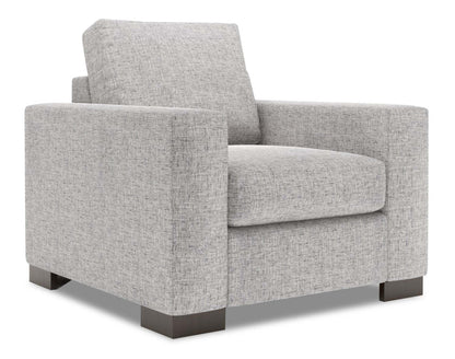 Fauteuil Track de Sofa Lab personnalisable de 38 po fabriqué au Canada en tissu d'apparence lin avec accoudoirs rectilignes - gris Luna Domino | TR302191
