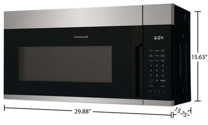 Frigidaire 1,8 Cu. Fort. Micro-ondes à grande portée avec cuisson par capteur et options de cuisson préréglées - Acier inoxydable… | Four à micro-ondes à hotte intégrée Frigidaire de 1,8 pi³ avec cuisson par capteur et options de cuisine…