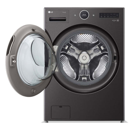 Laveuse à la vapeur intelligente haute efficacité LG à chargement frontal de 5,8 pi³ - acier noir - empilable - WM6700HBA | LG 5.8 Cu. Ft. Smart Front-Load High-Efficiency Steam Washer - Black Steel - Stackable - WM6700HBA