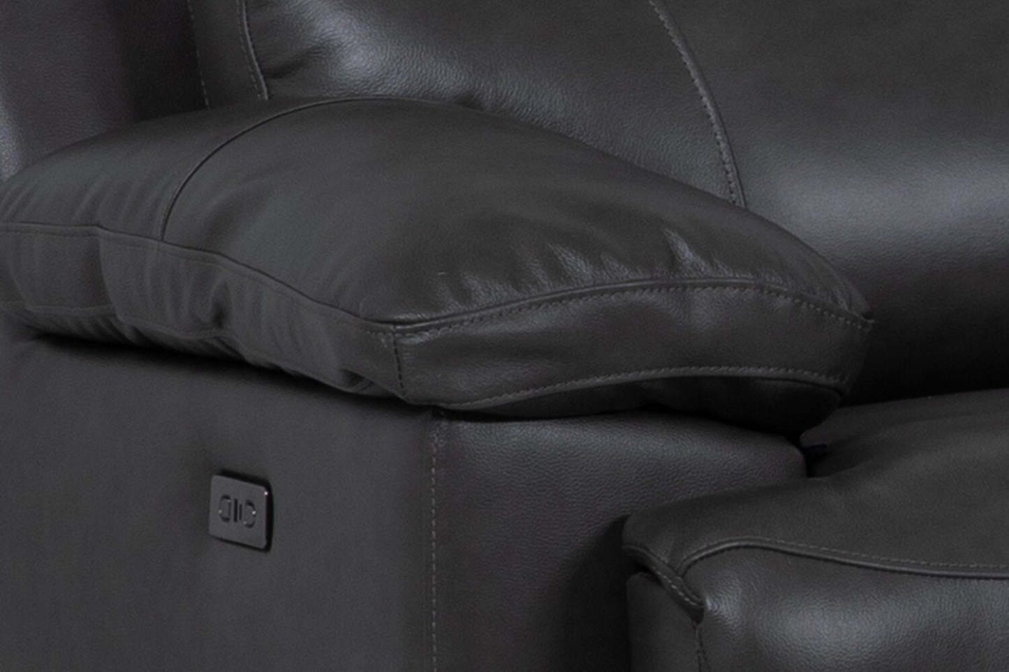 Sofa sectionnel à inclinaison électrique Sorrento 6 pièces en cuir véritable avec console de rangement et port USB - gris anthracite