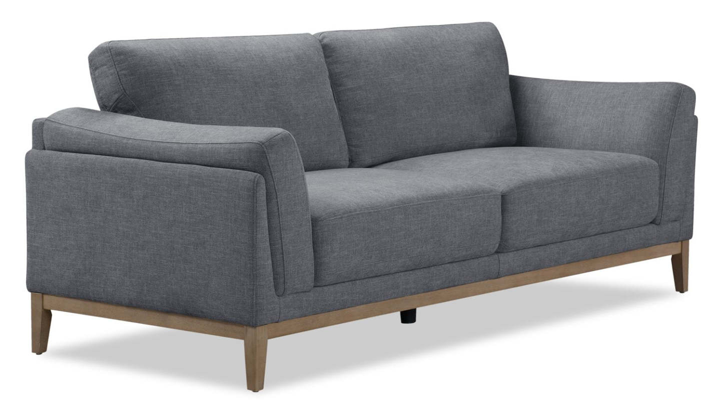 Sofa Valley de 83,5 po en tissu avec base et pattes en hévéa - étain