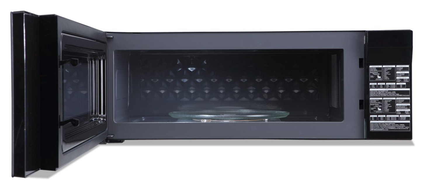 Panasonic 1,2 Cu. Fort. Micro-ondes à grande portée avec un design discret et un ventilateur d'extraction puissant - Sm… | Micro-ondes à hotte intégrée Panasonic de 1,2 pi³ à profil bas et puissant ventilateur d'évacuation …