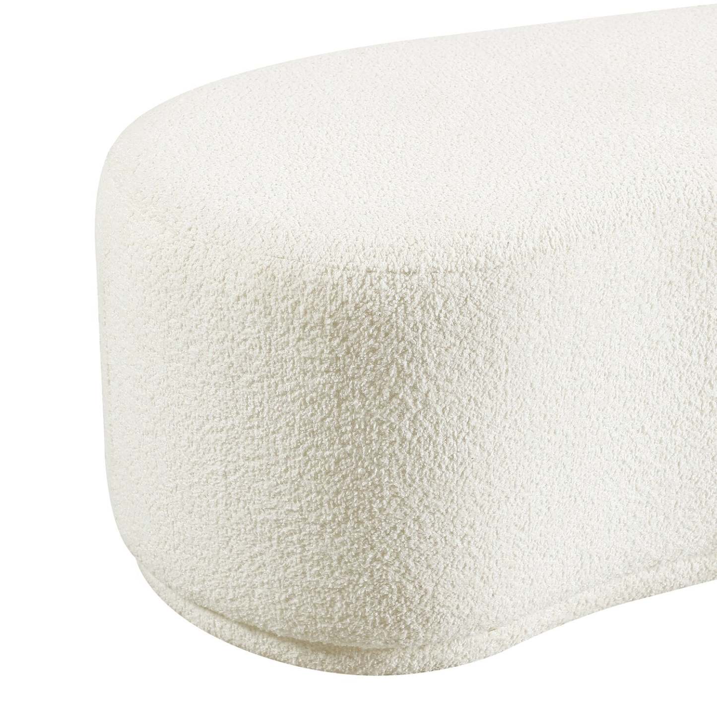 Maren 47.25 Banc courbé en tissu - Crème | Banc arrondi Maren de 47,25 po en tissu - crème