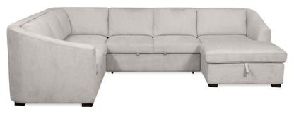 Envy 5-Piece Right-Facing Chenille Fabric Sleeper Sectional with Storage Chaise - Fog Grey | Canapé-lit sectionnel droit Envy 5 pièces en tissu de chenille avec chaise longue de rangement - gris brouillard