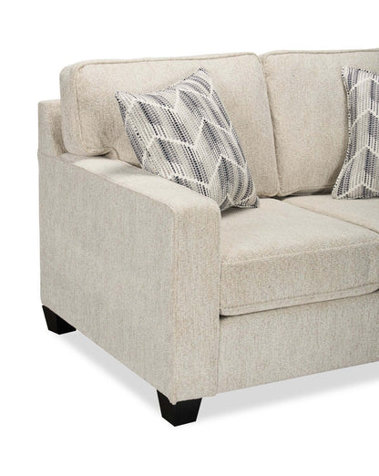 Causeuse Lennox de 57 po fabriquée au Canada en tissu de chenille avec coussins réversibles et coussins décoratifs - taupe