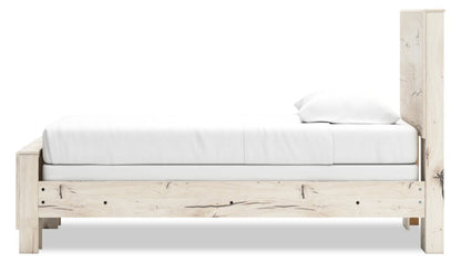 Lit à panneaux Derekson avec tête de lit et cadre pour enfants, blanc rustique - taille simple | Lit à panneaux Derekson pour enfants avec tête de lit et cadre de lit, blanc rustique - format lit simple