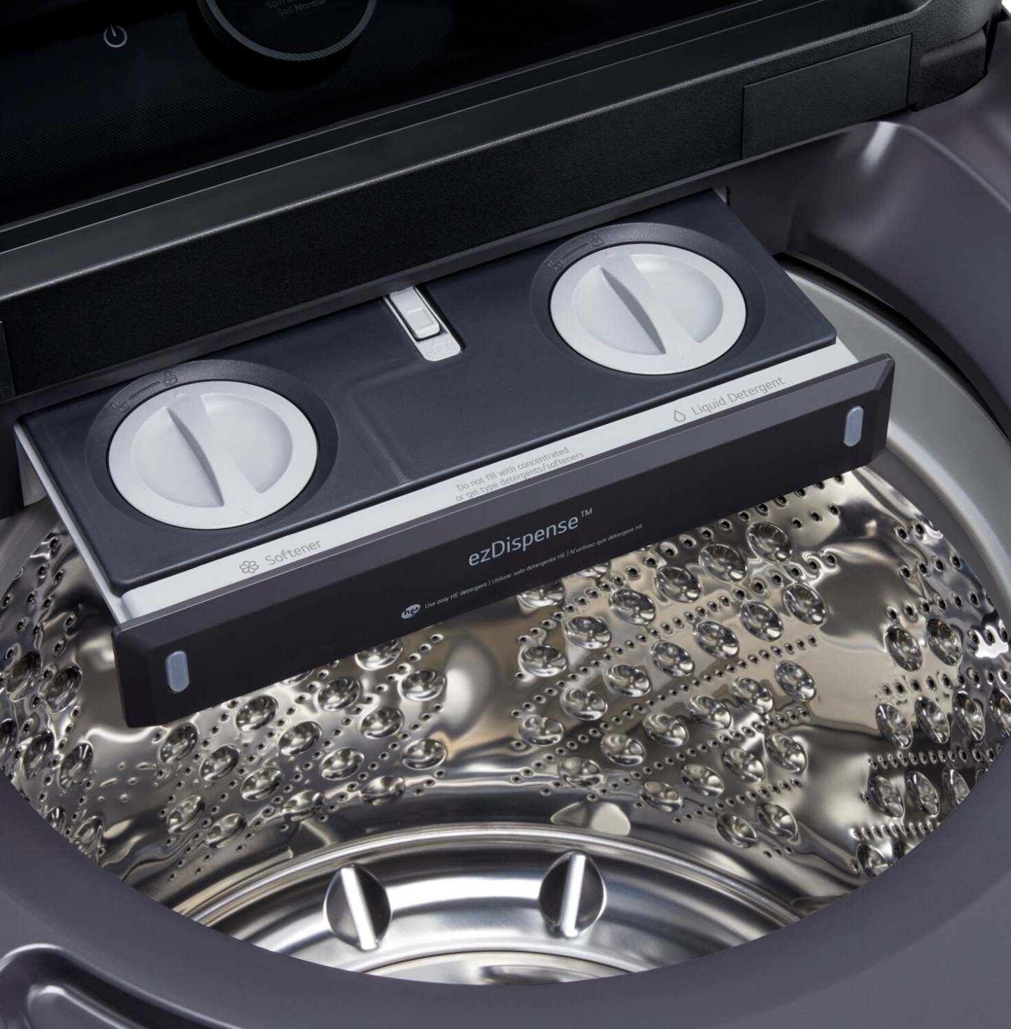 Laveuse intelligente haute efficacité LG à chargement par le haut de 6,3 pi³ - acier noir - WT8600CB | LG 6.3 Cu. Ft. Smart Top-Load High-Efficiency Washer - Black Steel - WT8600CB