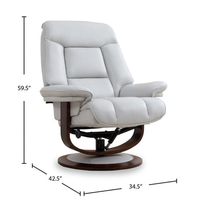 Fauteuil inclinable Maven antistress de 34,5 po en cuir véritable gris avec repose-pieds et base en bois et métal - gris