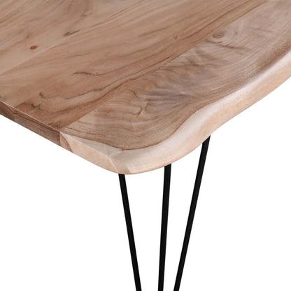 Table de salle à manger Miya avec Live Edge, bois d'acacia, métal, 60 W - Naturel | Table de salle à manger Miya de 60 po (L) en acacia et métal avec bordures Live Edge - naturel