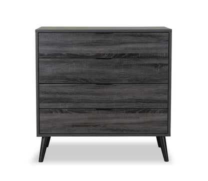 Nash Bedroom Chest of Drawers, 4-Drawer, 35.4W x 35.5H, Modern Mid-Century - Dark Grey | Commode verticale moderne du milieu du 20e siècle Nash de 35,4 po (L) x 35,5 po (H) à 4 tiroirs pour la chambre à coucher - gris foncé