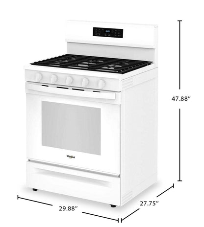Cuisinière à gaz Whirlpool de 5 pi³ avec friture à air et autonettoyage - blanche - WFGS5030RW | WFGS50RW