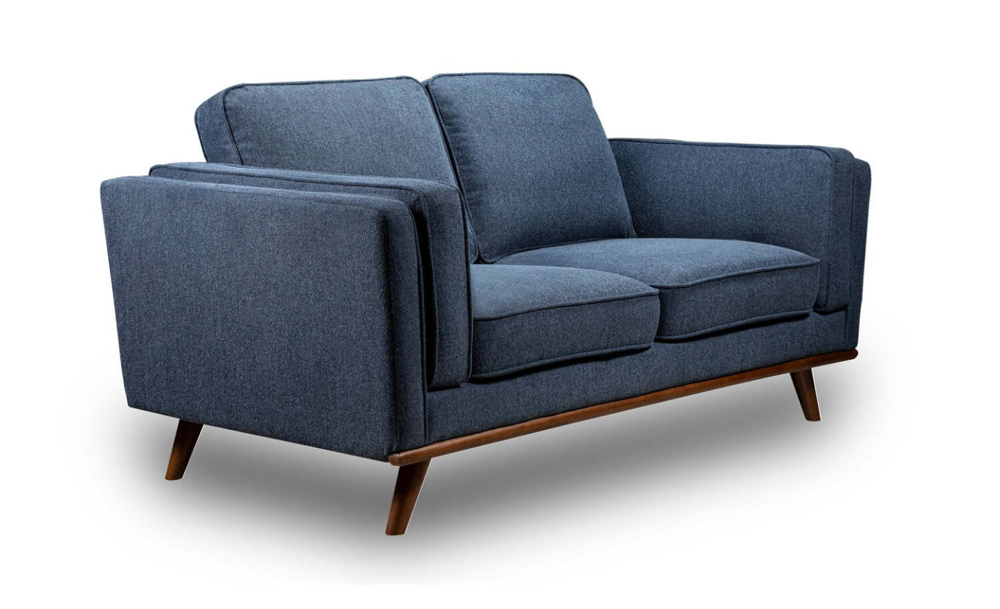 Causeuse Kassia de Kort & Co. de 65,4 po en tissu d’apparence lin avec base et pattes en bois - bleue