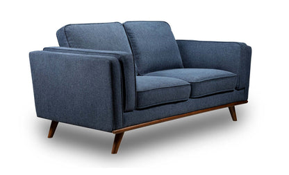 Causeuse Kassia de Kort & Co. de 65,4 po en tissu d’apparence lin avec base et pattes en bois - bleue