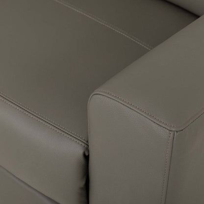 Sofa sectionnel de gauche à inclinaison électrique Valentino 3 pièces en cuir véritable avec appuie-têtes réglables - gris