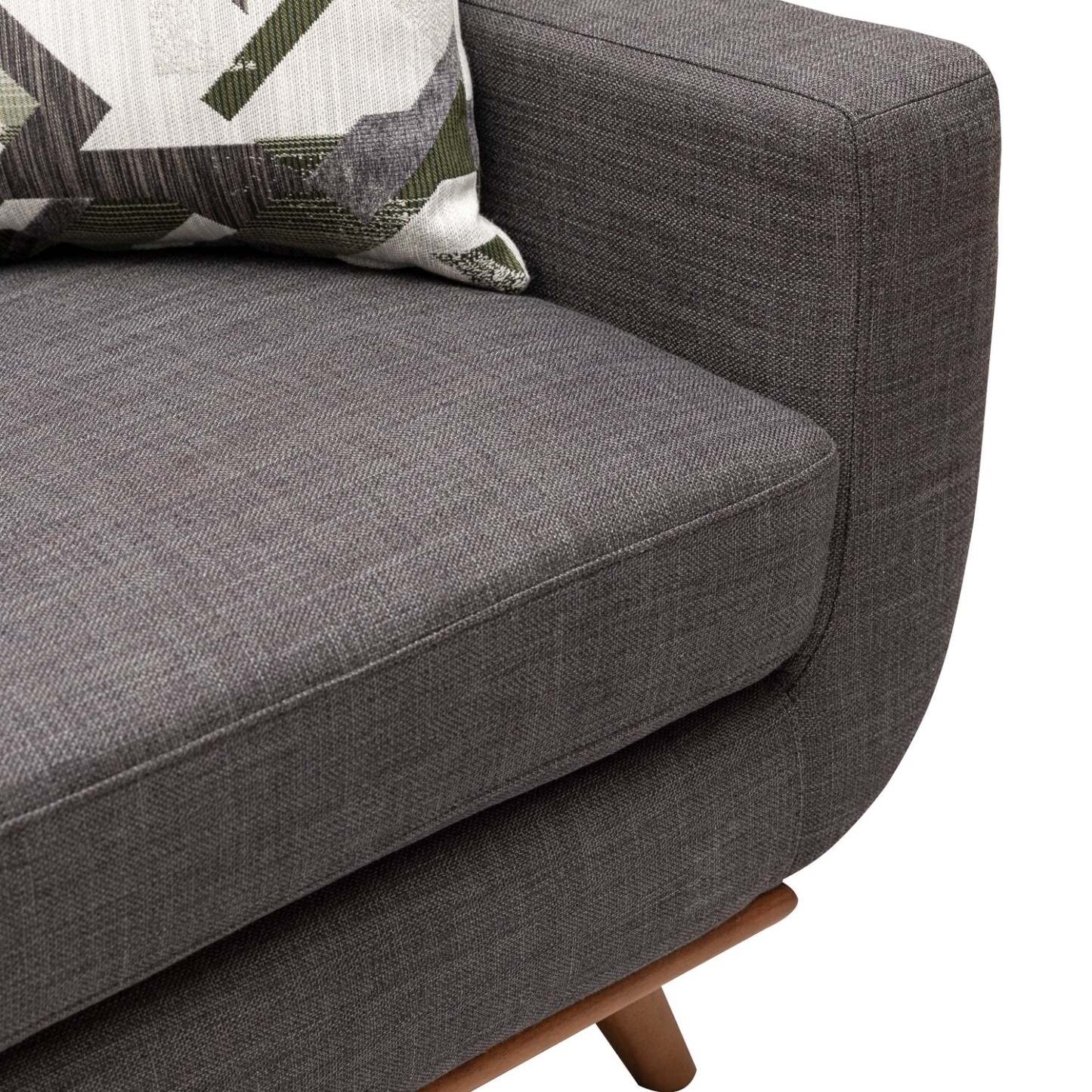 Sofa Freeman de Kort & Co. de 80 po de format condo en tissu d’apparence lin avec base et pattes en bois - gris anthracite