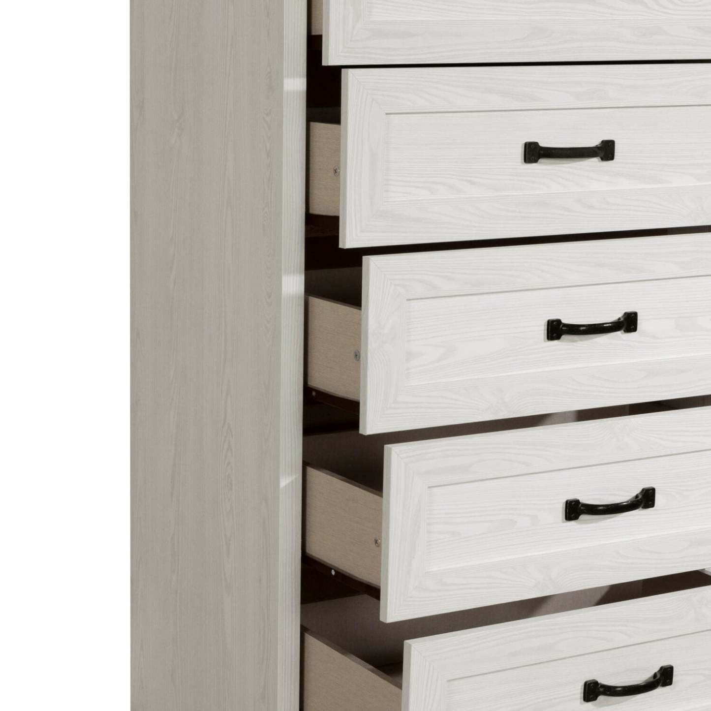 Commode de chambre à coucher Dove, 5 tiroirs, 30,5 L x 49 H, fabriquée au Canada - Blanc | Commode verticale Dove de 30,5 po (L) x 49 po (H) à 5 tiroirs pour la chambre à coucher, fabriquée au Canada - blanche