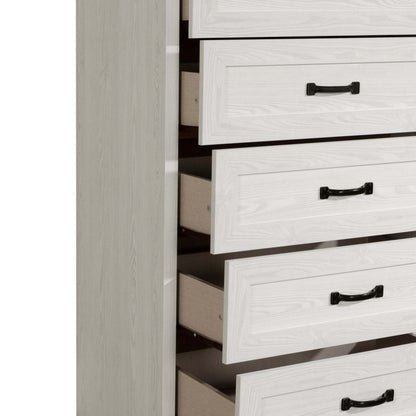 Commode de chambre à coucher Dove, 5 tiroirs, 30,5 L x 49 H, fabriquée au Canada - Blanc | Commode verticale Dove de 30,5 po (L) x 49 po (H) à 5 tiroirs pour la chambre à coucher, fabriquée au Canada - blanche