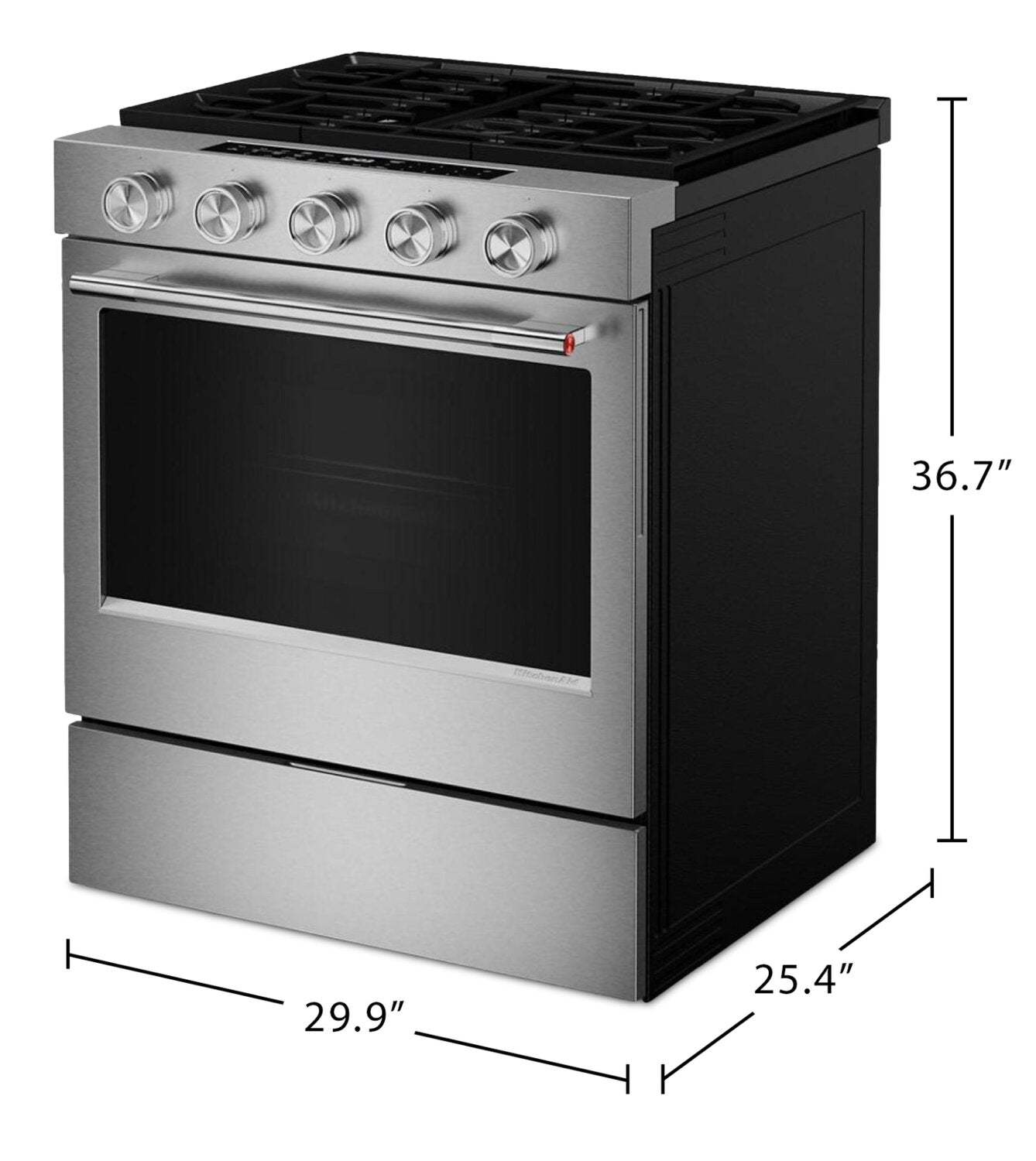 Cuisinière à gaz encastrée KitchenAid de 30 po et de 5,0 pi³ - acier inoxydable résistant aux traces de doigts - KSGS530SPS