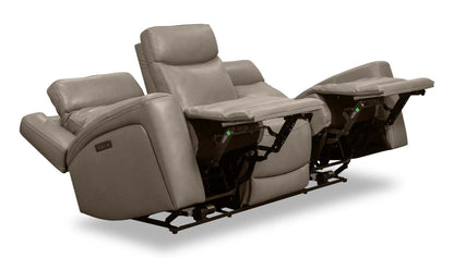 Canapé à inclinaison électrique Prescott de Scott Living de 88,5 po en cuir véritable avec appuie-têtes électriques - gris