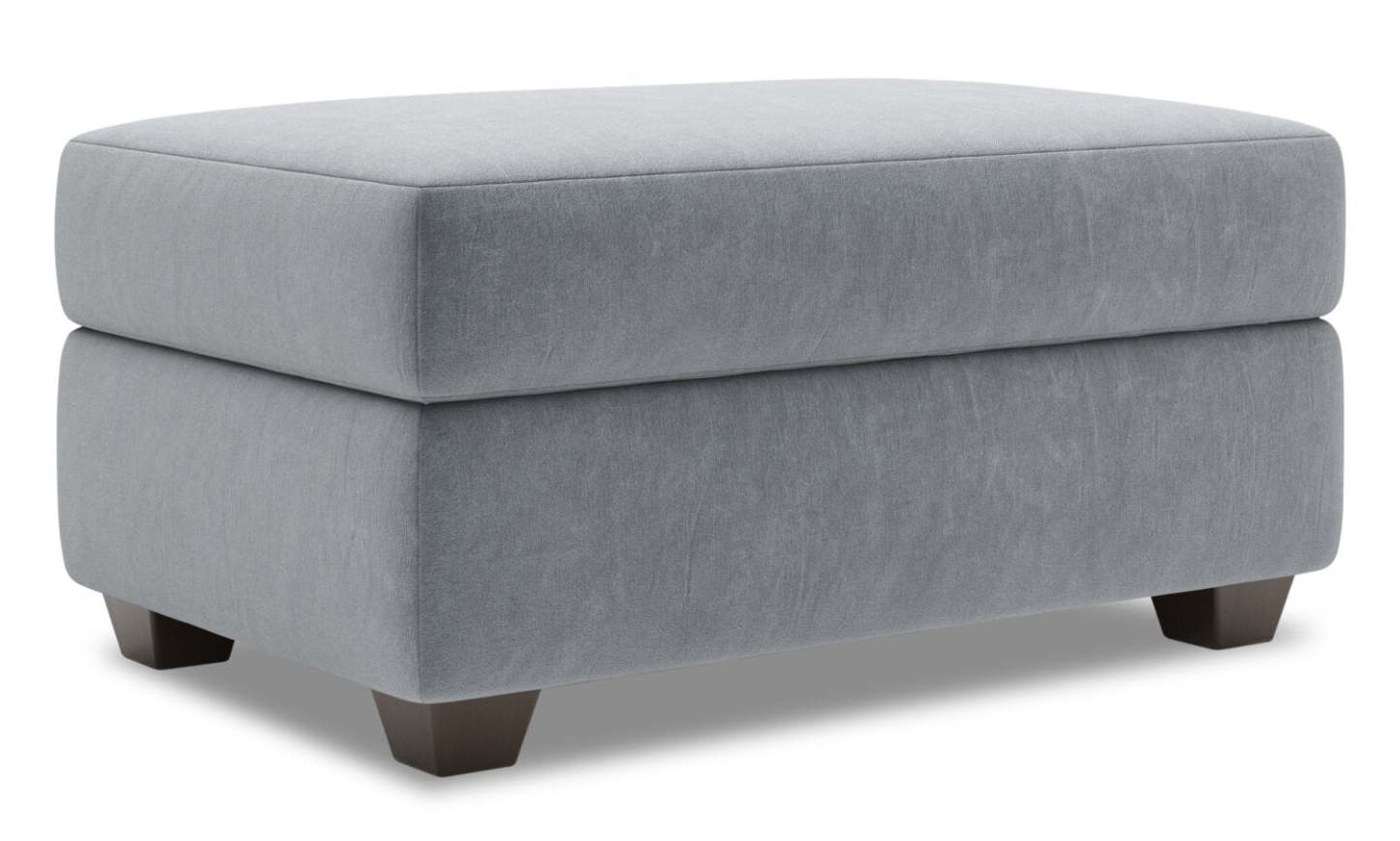 Fabriqué au Canada Pouf de rangement personnalisable The Trunk 39 en tissu de velours - gris | Pouf de rangement The Trunk de Sofa Lab de 39 po fabriqué au Canada en tissu de velours - gris | TRUN2888
