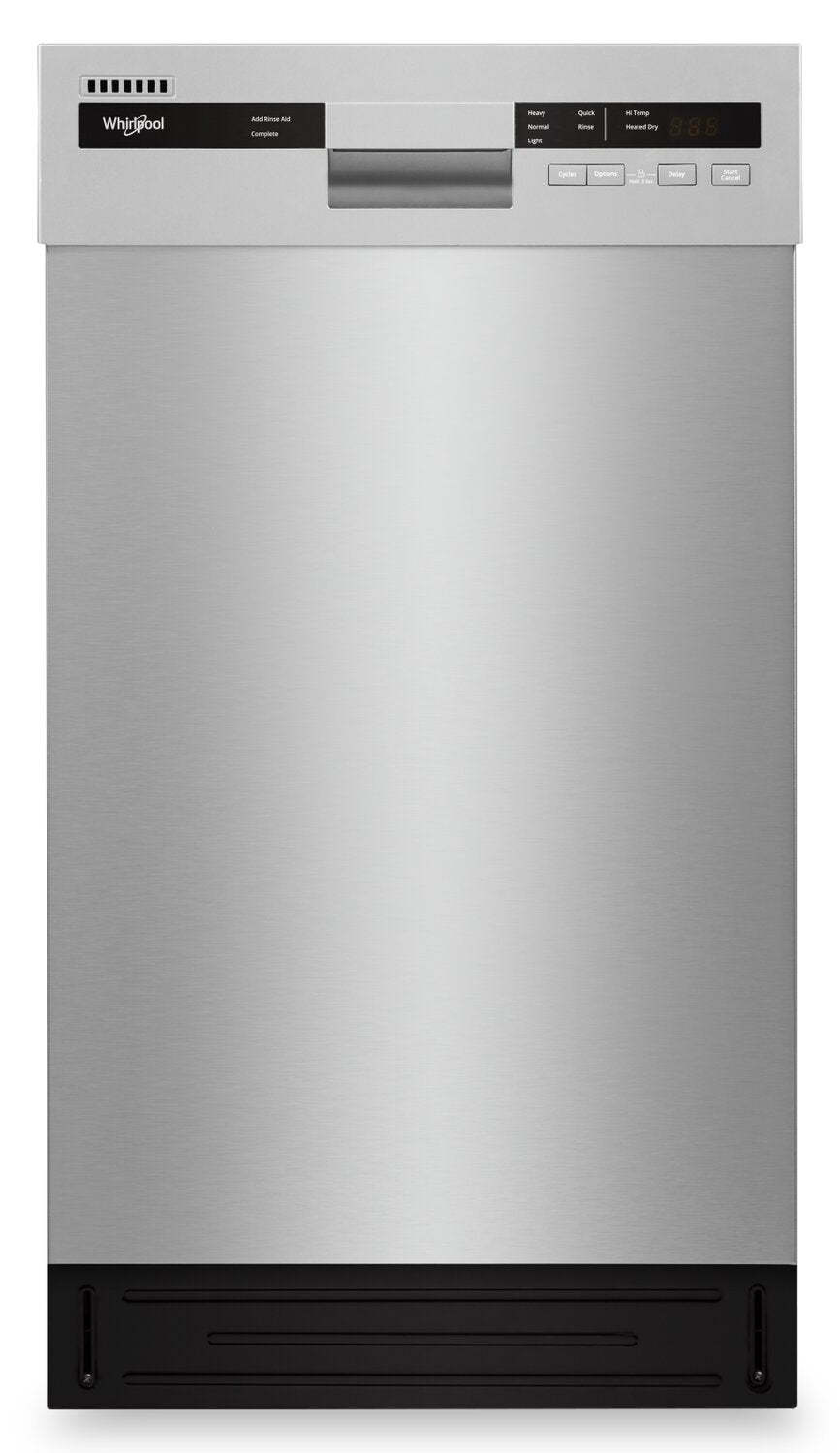 Lave-vaisselle encastré Whirlpool de 18 po et de 50 dBA avec commandes à l'avant - armoire en acier inoxydable monochromatique - WDPS5118P…