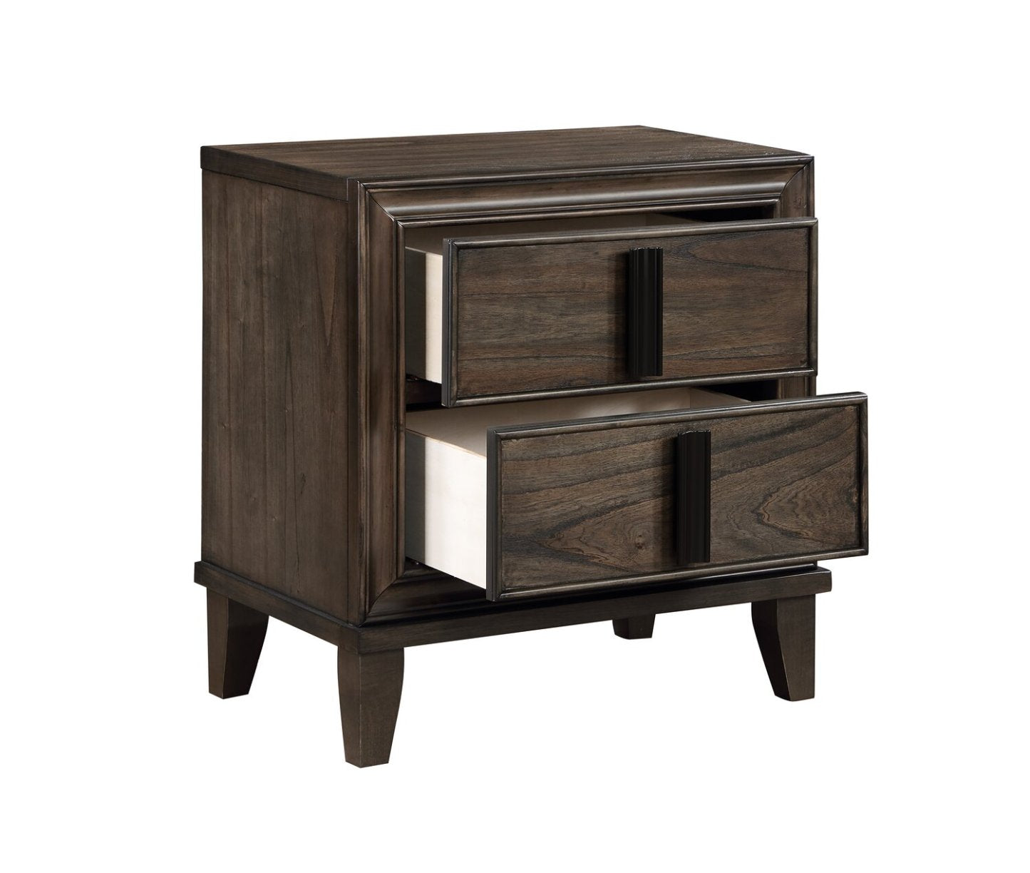 Kane 6 pièces Ensemble de chambre à coucher avec lit de rangement, commode, miroir et table de nuit, cuir végétalien, brun - taille queen