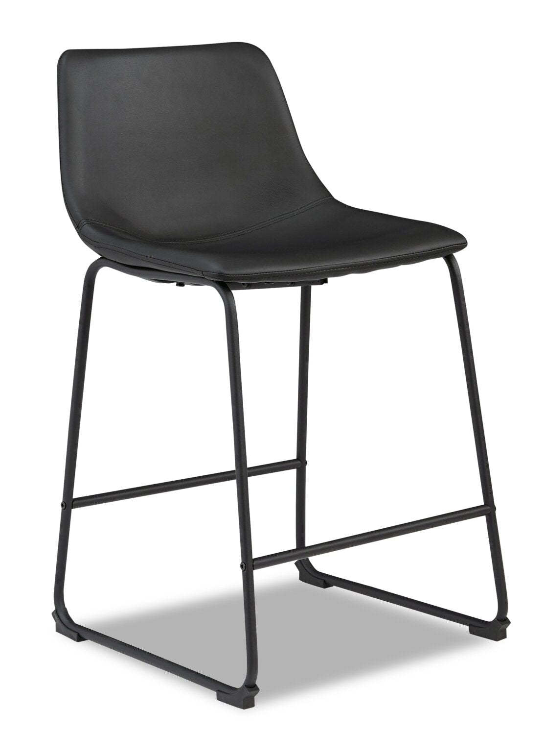 Tabouret à hauteur de comptoir Cole avec tissu en cuir végétalien, métal - Noir | Tabouret Cole de hauteur comptoir en tissu de cuir végétalien et en métal - noir