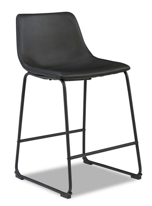 Tabouret à hauteur de comptoir Cole avec tissu en cuir végétalien, métal - Noir | Tabouret Cole de hauteur comptoir en tissu de cuir végétalien et en métal - noir