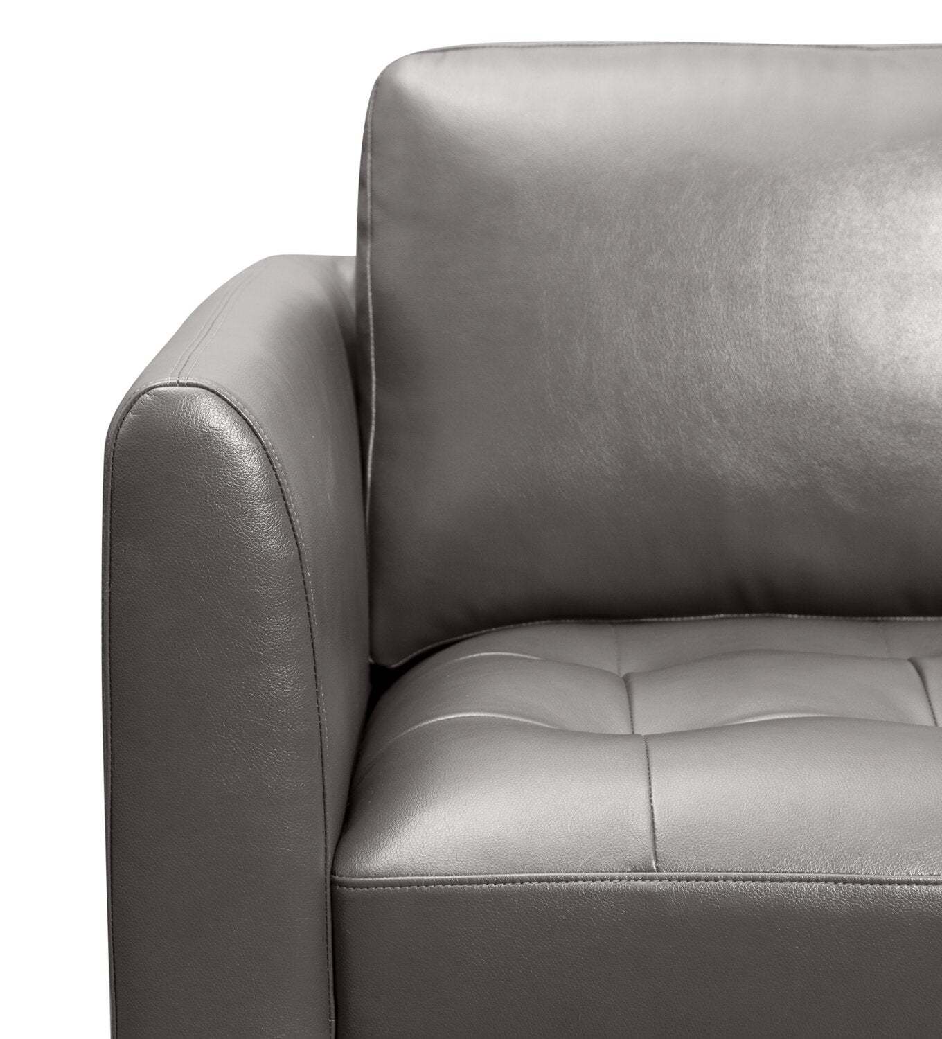 Canapé Erin 80.3 en tissu d'apparence cuir avec coussins de siège capitonnés - Gris | Canapé Erin de 80,3 po en tissu d'apparence cuir avec coussins de siège capitonnés - gris