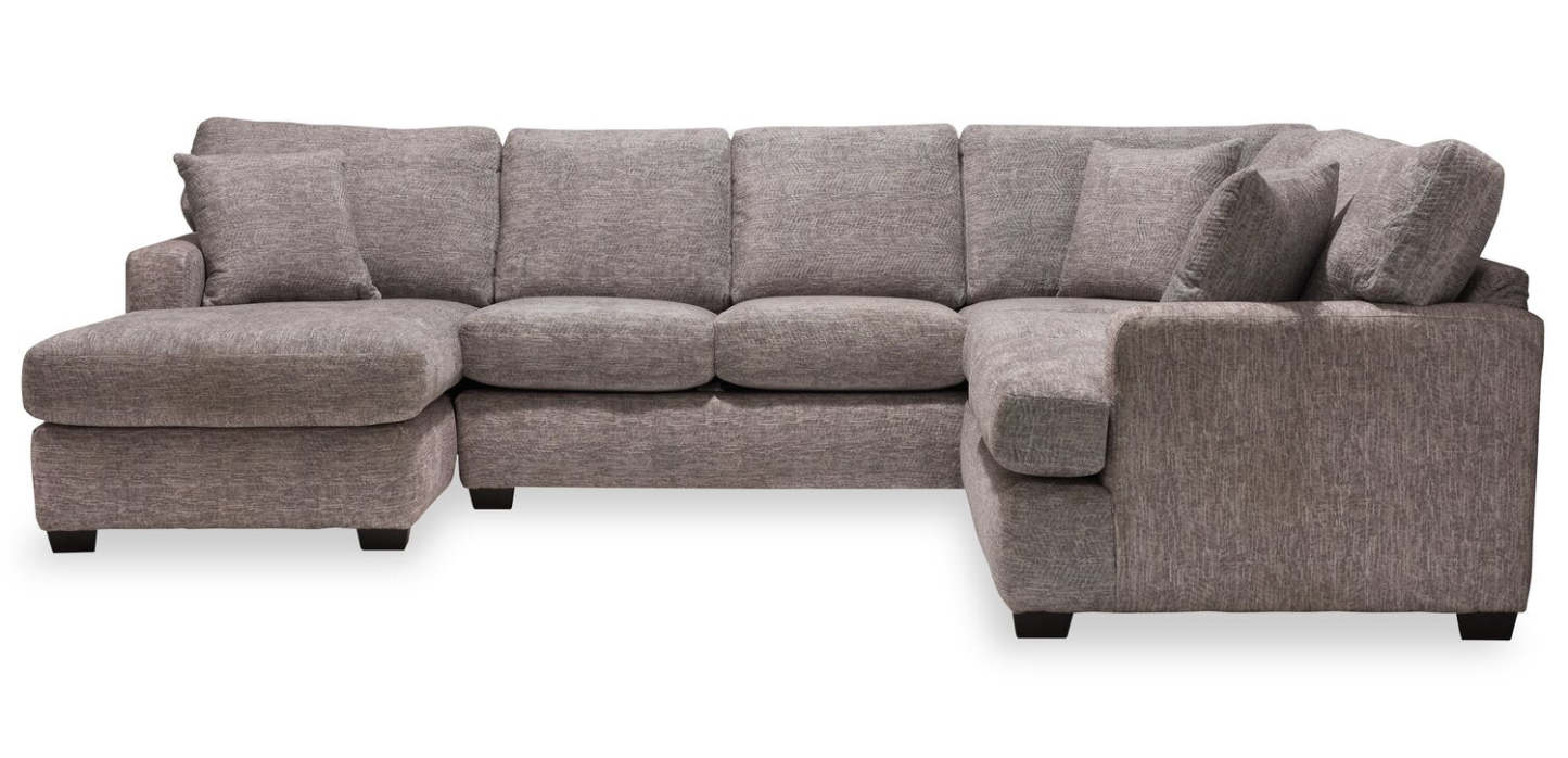 Sofa sectionnel de gauche Luxe 3 pièces fabriqué au Canada en tissu avec coussins amovibles - gris colombe Zaftig