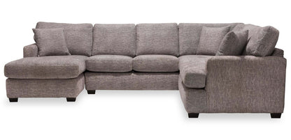 Sofa sectionnel de gauche Luxe 3 pièces fabriqué au Canada en tissu avec coussins amovibles - gris colombe Zaftig