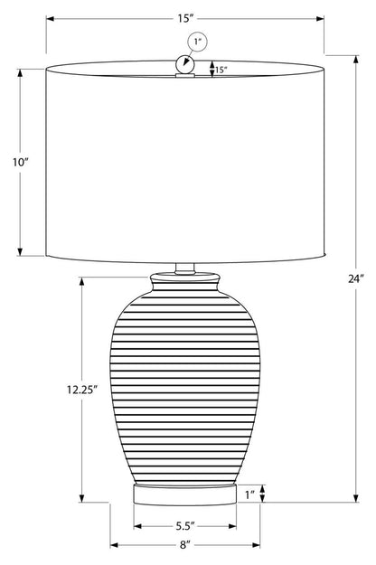 Lampe de table de 24 po en céramique bleue avec socle argentée