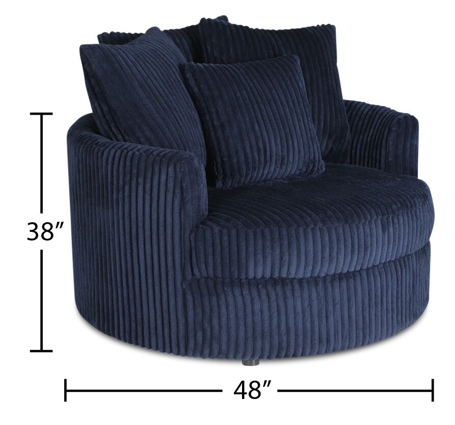 Fauteuil d'appoint Cuddler Grande de 48 po fabriqué au Canada en tissu chenille - bleu Groove Midnight