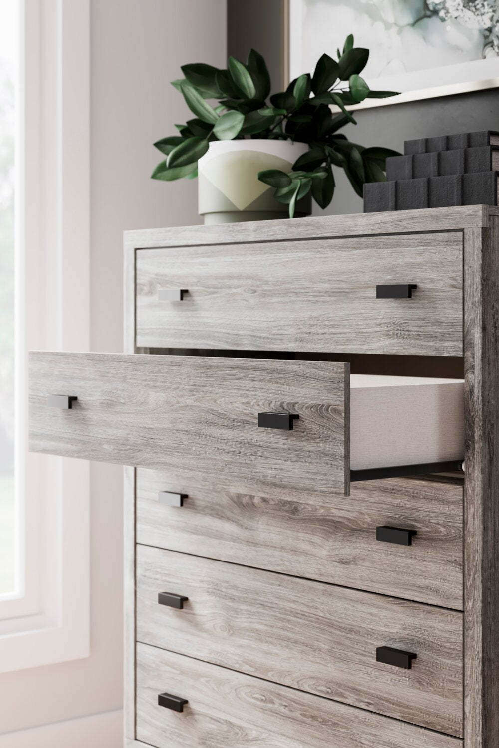Zen Bedroom Chest of Drawers, 5-Drawer, 44.7W x 52.5H - Grey | Commode verticale Zen de 44,7 po (L) x 52,5 po (H) à 5 tiroirs pour la chambre à coucher - grise