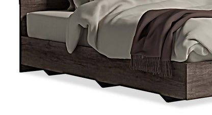 Lit à panneaux Gino avec tête de lit et cadre - fabriqué en Italie, moderne, brun - taille queen