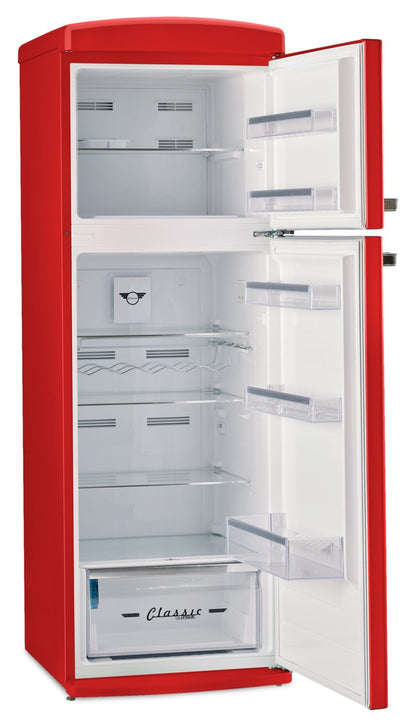 Unique Classique Rétro 24 11 Pi Cu. Réfrigérateur à congélateur supérieur – Rouge bonbon - UNQ-310L R TM | Réfrigérateur Classic Rétro d'Unique de 24 po et de 11 pi3 à congélateur supérieur - rouge bonbon - UNQ-310L R TM