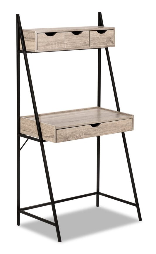 Bureau compact Norris 31.5 avec 4 tiroirs - Taupe|Bureau compact Norris de 31,5 po à 4 tiroirs - taupe