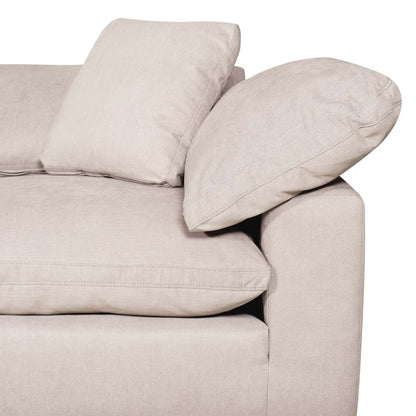 Eclipse Modular 6-Piece Linen-Look Fabric Sectional with Ottomans and Reversible Feather Down Cushions - Linen White | Canapé sectionnel modulaire Eclipse 6 pièces en tissu d’apparence lin avec poufs et coussins réversibles en duvet et plumes - blanc lin