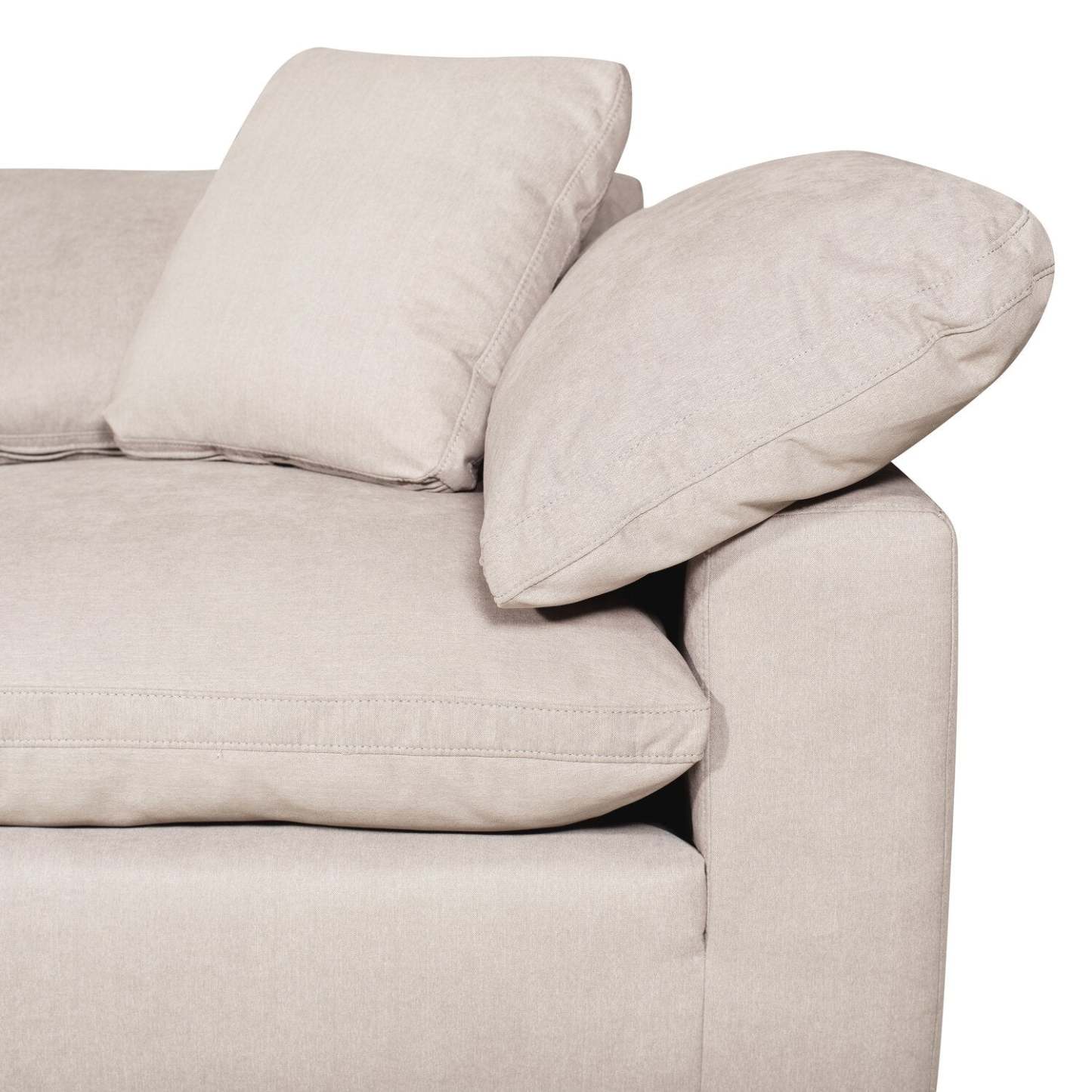 Eclipse Modular 4-Piece Linen-Look Fabric Sectional with Ottoman and Reversible Feather Down Cushions - Linen White | Canapé sectionnel modulaire Eclipse 4 pièces en tissu d’apparence lin avec pouf et coussins réversibles en duvet et plumes - blanc lin