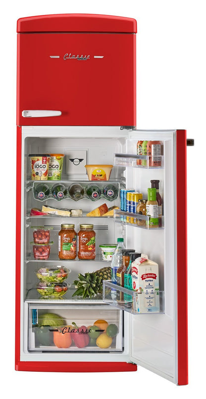 Unique Classique Rétro 24 11 Pi Cu. Réfrigérateur à congélateur supérieur – Rouge bonbon - UNQ-310L R TM | Réfrigérateur Classic Rétro d'Unique de 24 po et de 11 pi3 à congélateur supérieur - rouge bonbon - UNQ-310L R TM