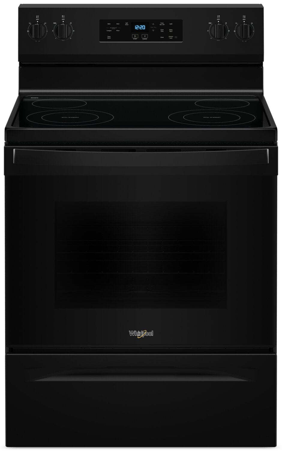 Cuisinière électrique Whirlpool de 5,3 pi³ avec nettoyage automatique - noire - YWFES3530RB | Bain à remous 5,3 Cu. Fort. Cuisinière électrique avec autonettoyage - Noir - YWFES3530RB