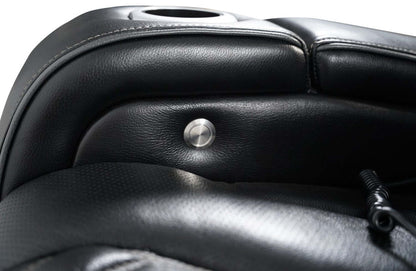 Sofa de massage à inclinaison électrique Elite de 86 po en cuir véritable avec appuie-têtes électriques et accoudoirs de rangement - noir