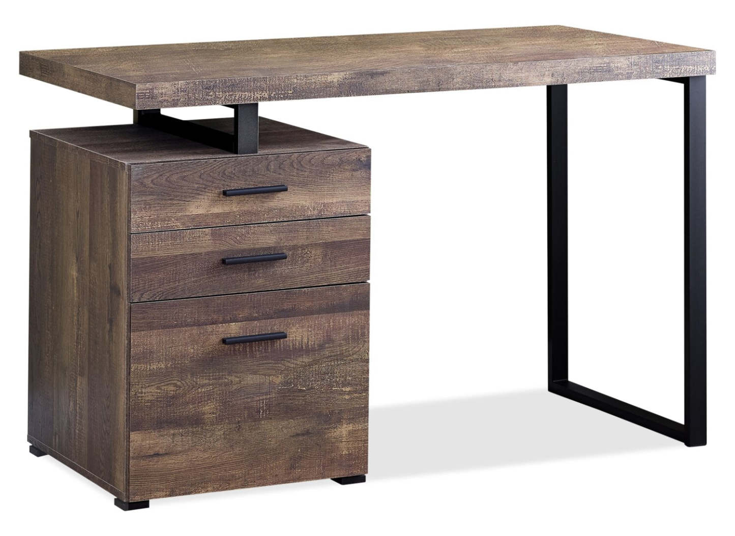 Clayton 47.25 Reversible Office Desk with 3-Drawers - Dark Brown|Bureau réversible Clayton de 47,25 po à 3 tiroirs - brun foncé